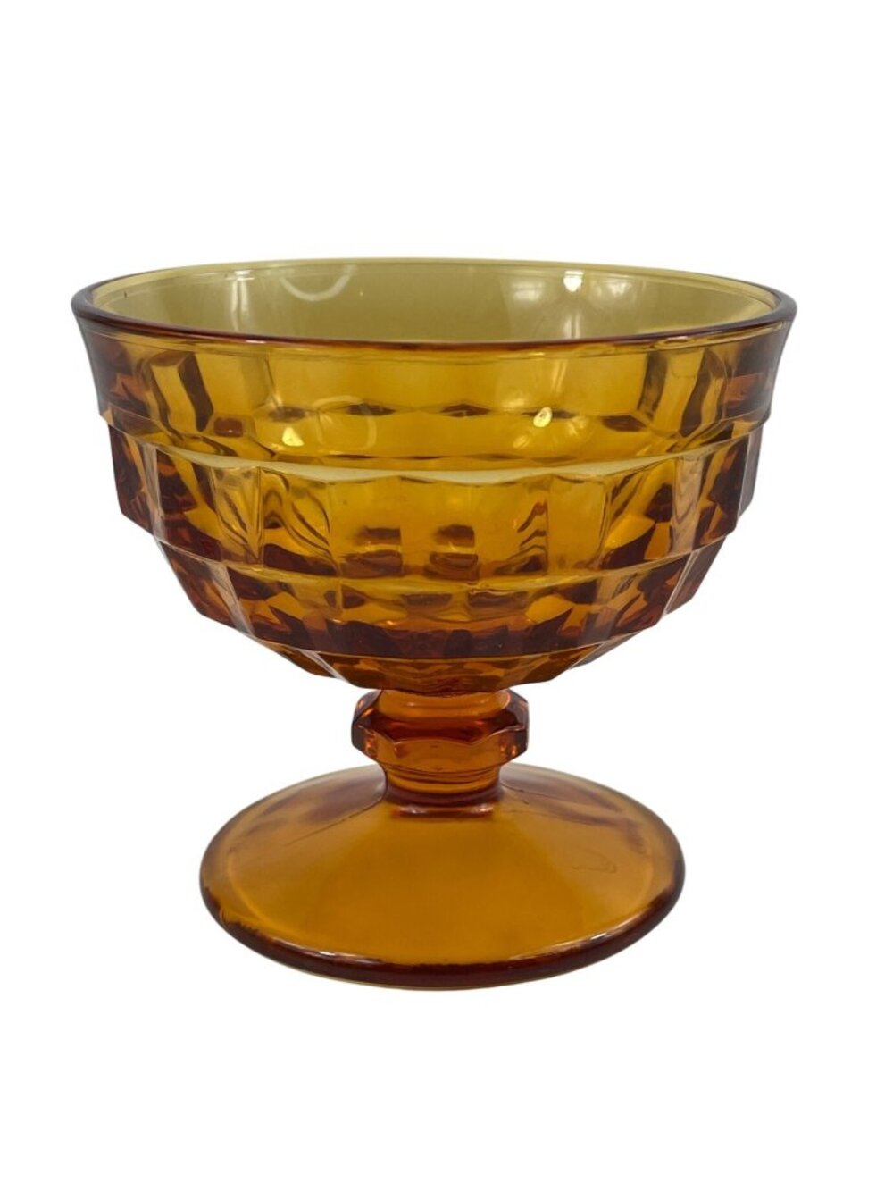 Colony American Whitehall Vintage Cubist Amber Sherbet Dessert Cup